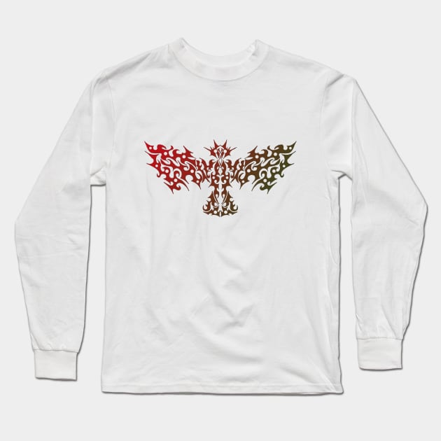 Dragon Bird Tatttoo Red Long Sleeve T-Shirt by ZeichenbloQ